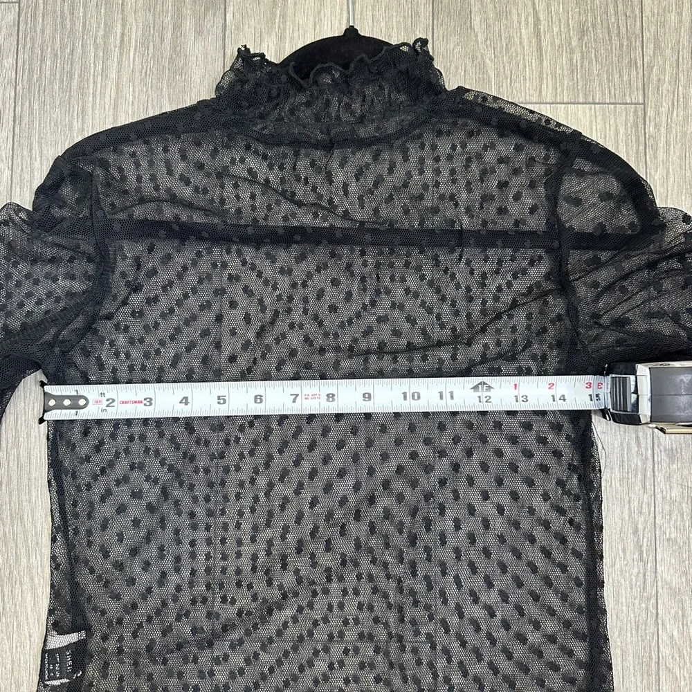 Polka Dot Ruffle Blouse S Sheer SHEIN Top Small - Picture 6 of 7